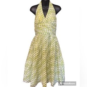 Amanda Lane Halter Sundress Sz 6 Festive White Polka Dot on  Bright Spring Green